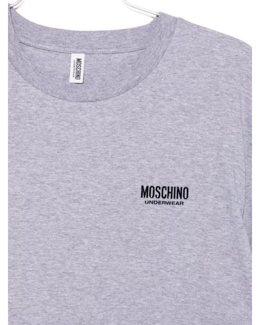 Moschino Purple Cotton Logo Embroidered T-Shirt for men