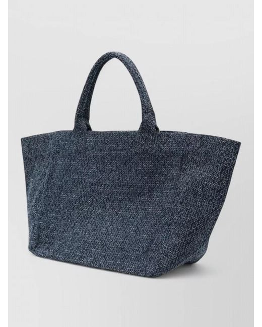 Ganni Blue Cabas Cotton Tote Bag