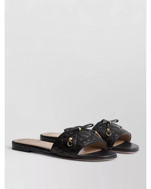 Dior Black Sandals Open Toe Flat Sole Hardware