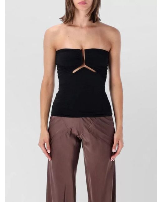 Rick Owens Blue Alannah Strapless Bustier Top Ruched Cutout
