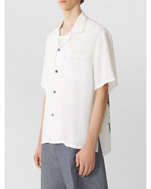 Lanvin White Graphic Print Short Sleeve Shirt for men