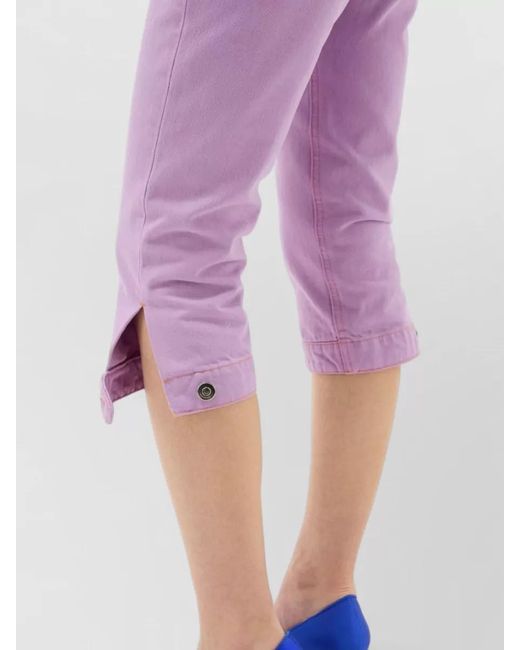 Versace Purple Straight Trousers Back Pockets Belt Loops