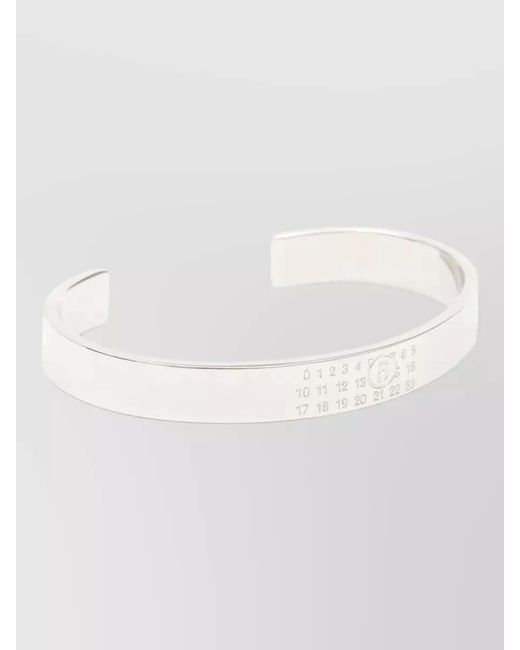MM6 by Maison Margiela White Logo Brass Open Cuff Bracelet
