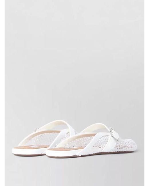 Alaïa White Leather Mesh Flat Slippers