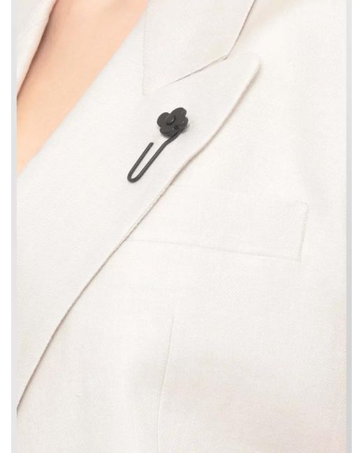 Lardini Natural Linen Double Breasted Blazer Peak Lapel