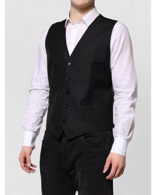 Dolce & Gabbana Black Wool Silk Single-Breasted Suit Jacket for men