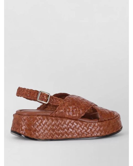 LA ROSE Brown Maui Platform Sandal Wooden Sole 89