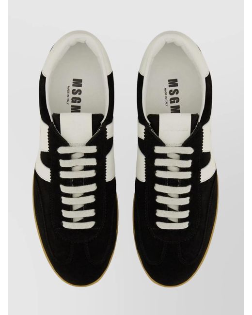 MSGM Black Suede Leather Retro Low-Top Sneakers for men