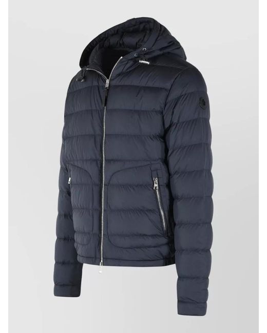 Moncler Blue Polyester Short 'Sestriere' Hooded Down Jacket for men