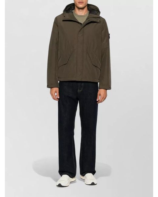 Stone Island Black Down Hooded Padded Coat for men