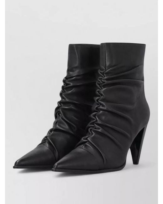 Pinko Black Leather Ankle Boots