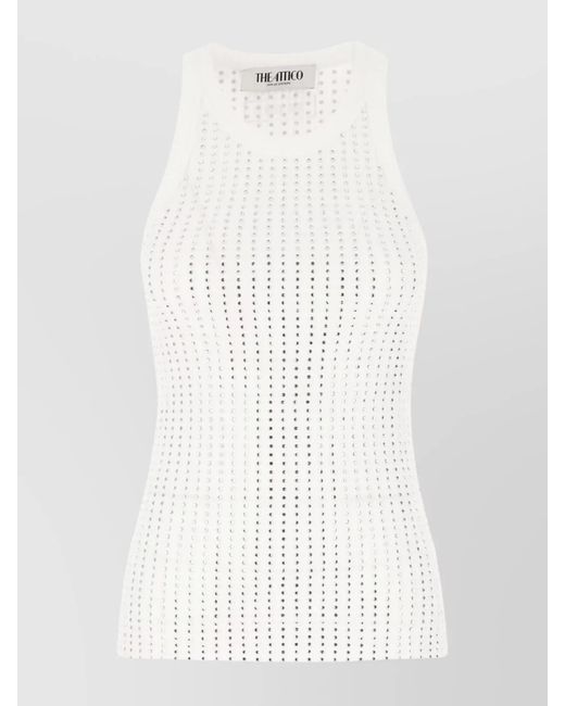 The Attico White Cotton U-Neck Sleeveless Tank Top