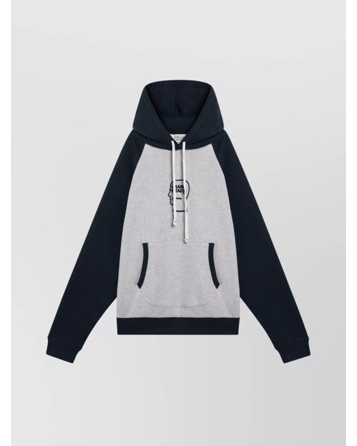 Brain Dead Blue Drawstring Hoodie With Kangaroo Pocket for men