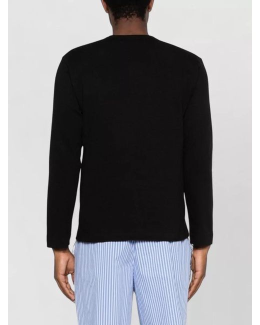 Comme des Garçons Black Long Sleeve Cotton Crew Neck Heart Motif for men