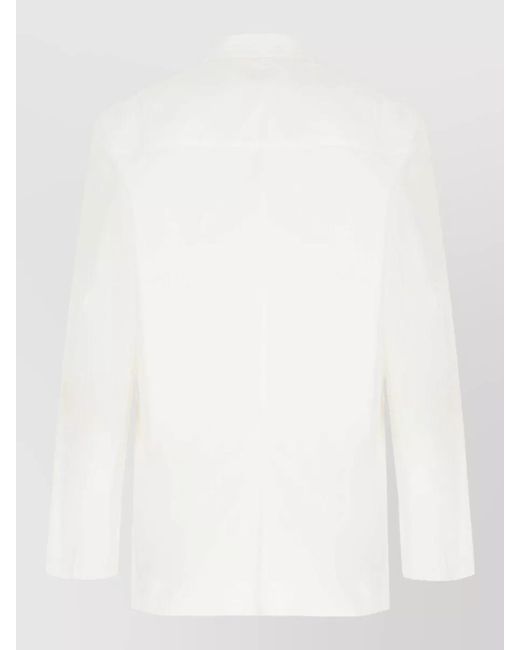 Dries Van Noten White Cotton Blazer Double Breasted Notched Lapels for men