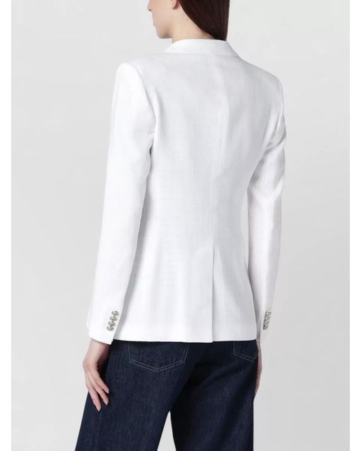 Tagliatore White Tailored Jacket Notched Lapels Structured Shoulders
