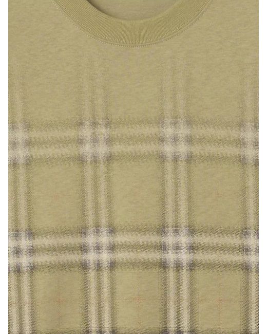 Burberry Green Cotton Gradient Check T-Shirt for men