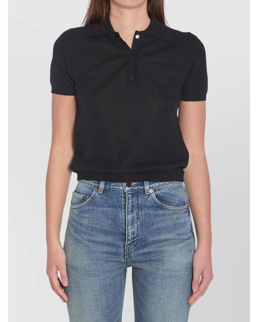 Moncler Black Short-Sleeve Slim-Fit Polo Shirt