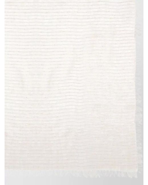 Fabiana Filippi Natural Sequin Stole Lightweight Soft Texture Fringes