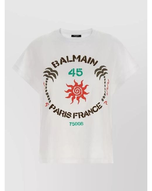 Balmain Gray Ribbed Crewneck Sleeveless Logo-Print T-Shirt