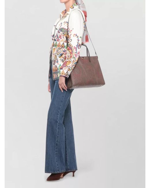Etro Brown Love Trotter Cotton Paisley-Print Tote Bag