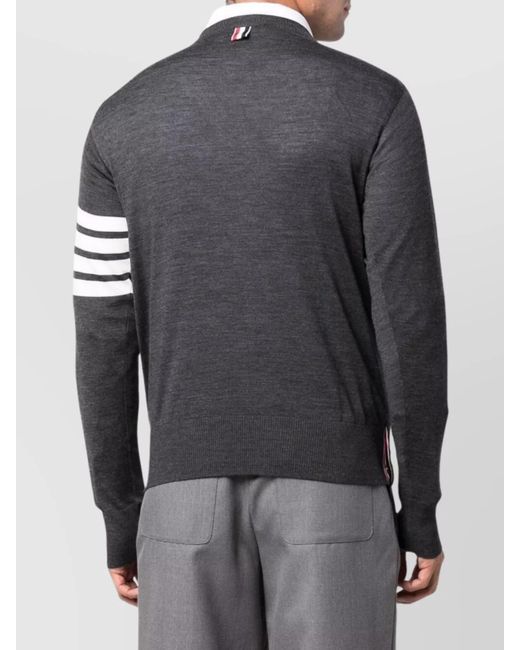 Thom Browne Gray Virgin Wool Ribbed Crewneck Jumper for men
