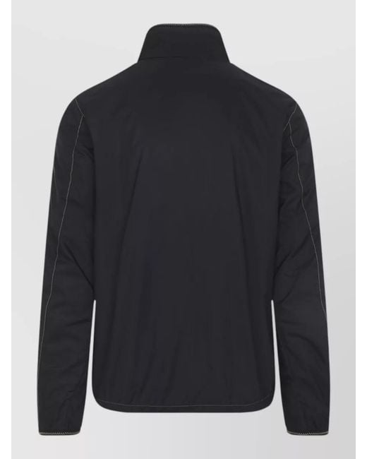 Moncler Blue Stand Collar Single Breasted Coat for men