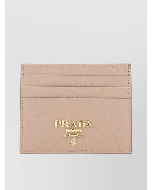 Prada Natural Leather Card Holder Central Slit