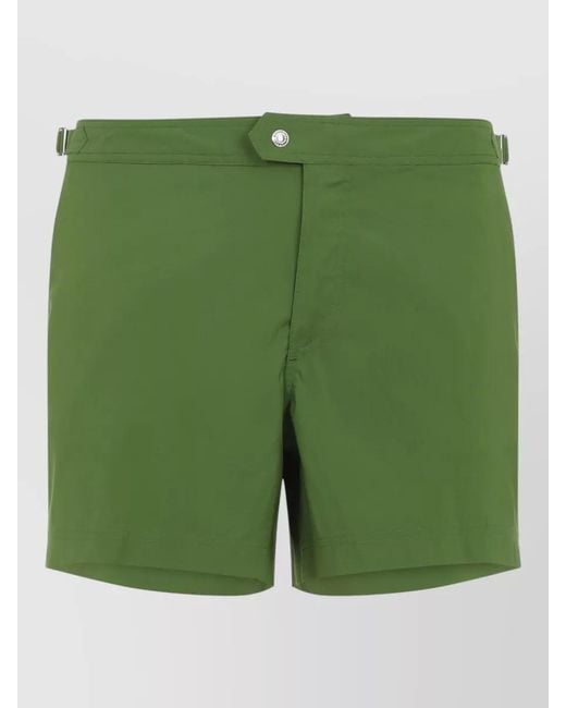 Tom Ford Green Mid-Rise Swim Shorts for men