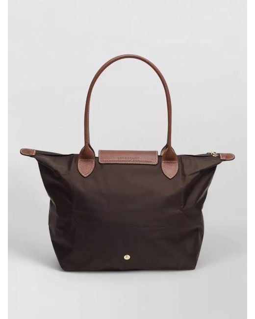 Longchamp White Tote Bag Leather Trim Top Handles
