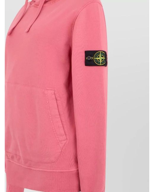Stone Island Pink Hooded Top Long Sleeves Front Pocket for men