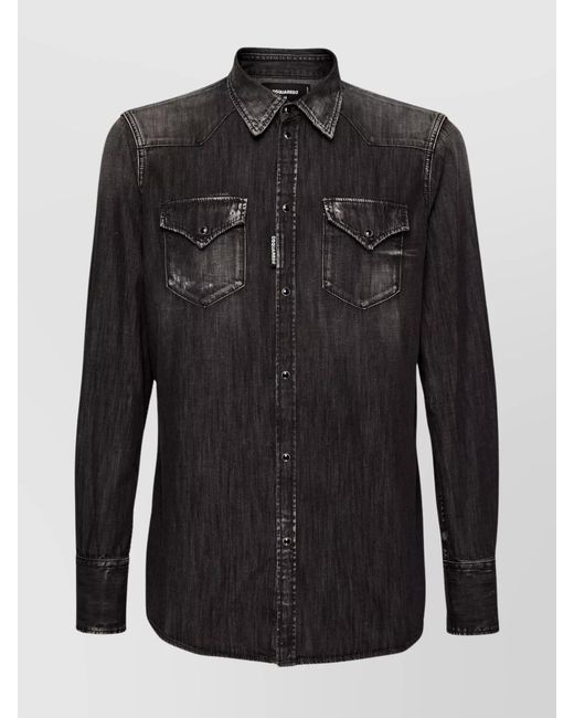DSquared² Black Cotton Western Shirt for men