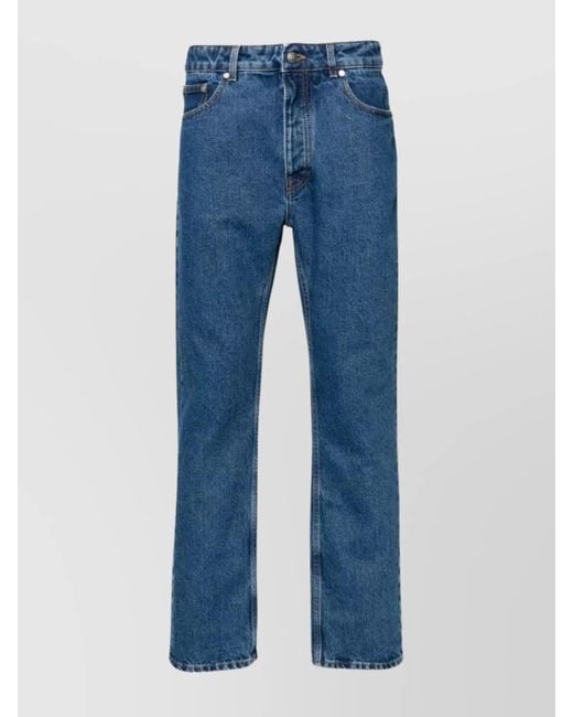 Palm Angels Blue Denim Monogram Straight-Leg Jeans for men