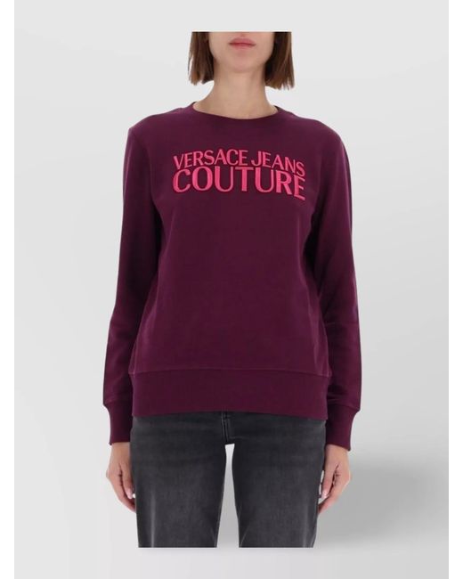 Versace Jeans Couture Purple Cotton Logo-Print Sweatshirt