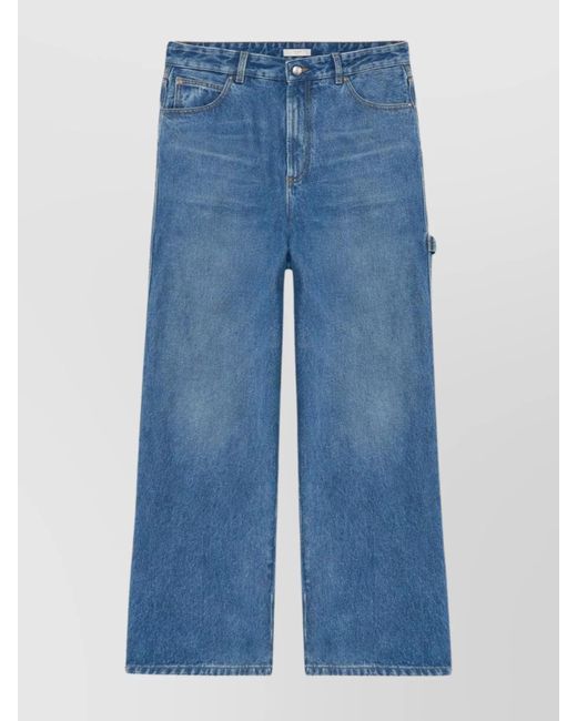 1989 STUDIO Blue Wide Leg Denim Trousers With Belt Loops for men