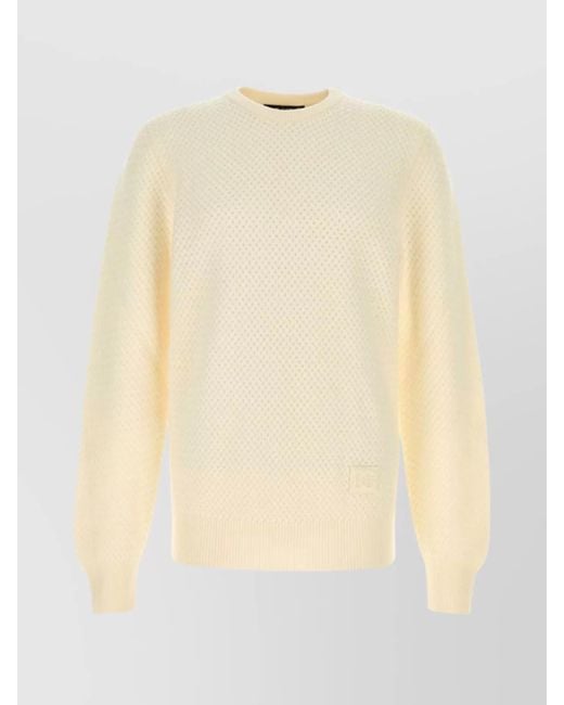 Dolce & Gabbana Natural Textured Knit Crew Neck Sweater for men