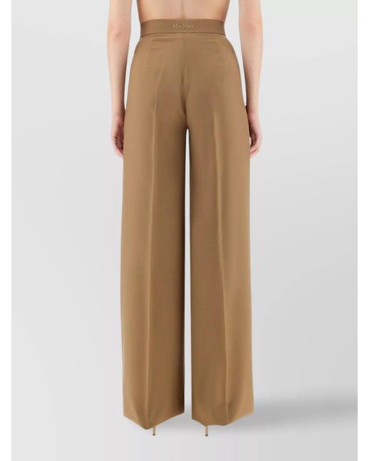 Max Mara Natural Virgin Wool Wide-Leg Trousers