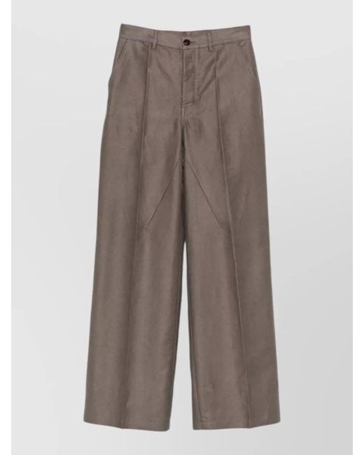 Rick Owens Brown High Waist Wide Leg Tailored Pants