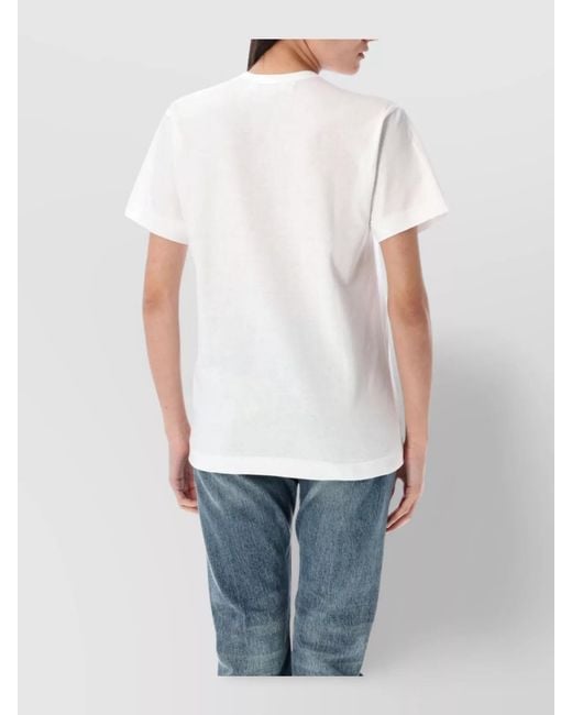COMME DES GARÇONS PLAY White Cotton Rhinestone Heart Short Sleeve T-Shirt