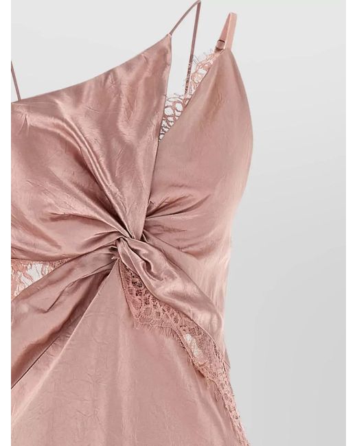Pinko Pink Satin Lace Midi Dress Open Back