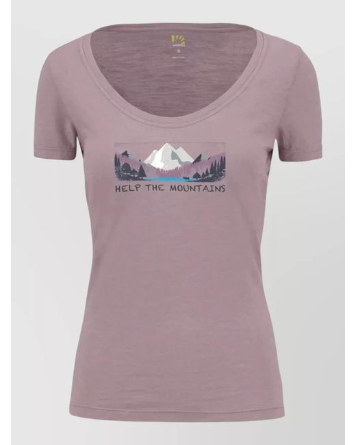 Karpos Purple Graphic Print Scoop Neck Short Sleeve Top