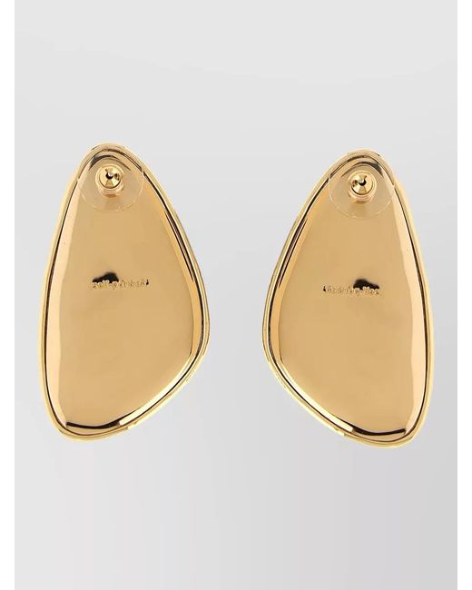 Self-Portrait Metallic Hammered Metal Crystal Detail Drop Earrings