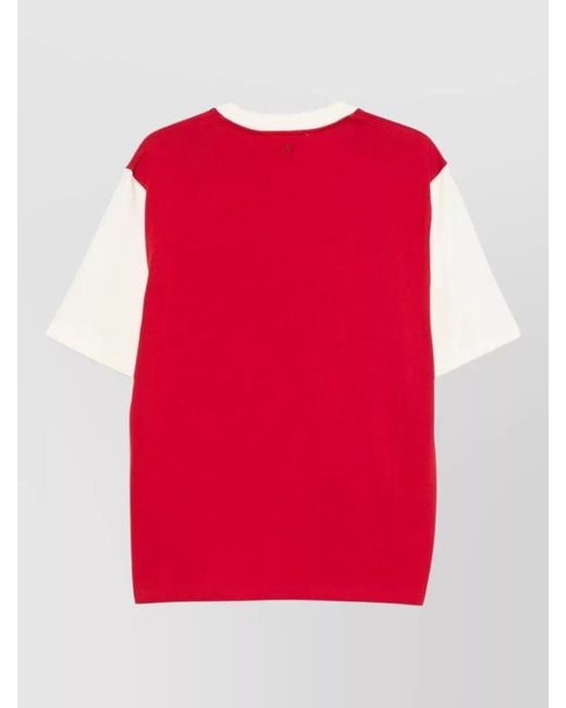 AMI Red Logo Cotton T Shirt Short Sleeve Crew