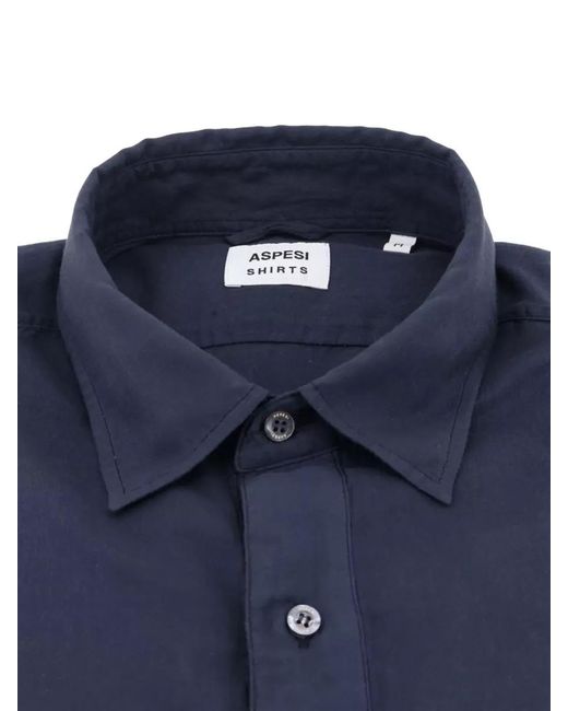 Aspesi Blue Cotton Regular Fit Shirt Long Sleeves for men