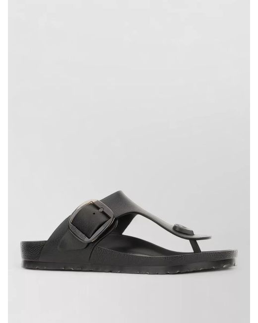Birkenstock Black Flat Sole Buckle Detail Open Toe Slides