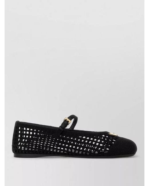 Prada Black Crochet Ballerina Shoes