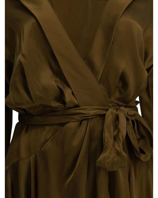 Zimmermann Green Silk Wrap Blouse