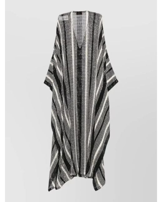 Missoni Gray Long Striped Cotton Blend Beach Dress