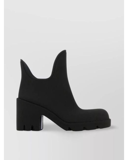 Burberry Black Rubber Textured Ankle Boots