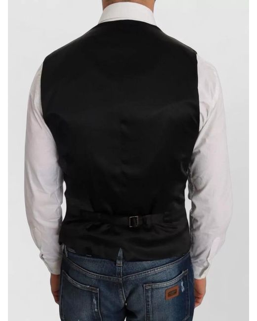 Dolce & Gabbana Black Silk Blend Polka Dot V-Neck Vest for men